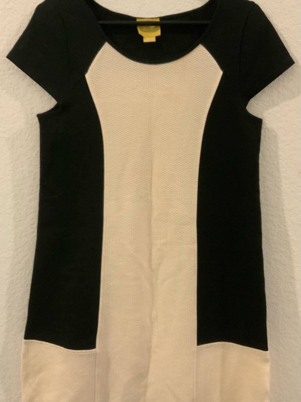 Maeve Anthropologie Black and Cream Color block Cap-Sleeve Mini